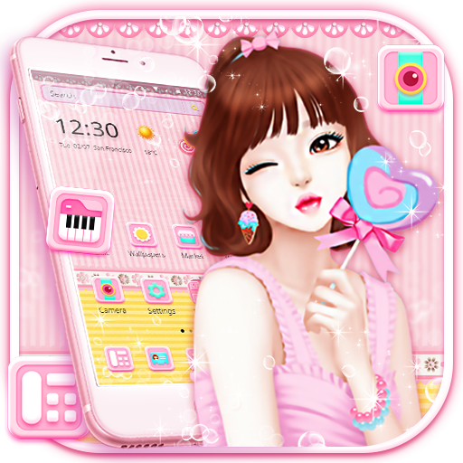 Pink Cute candy Girl Theme icon