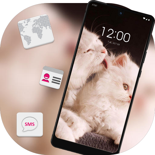 Animal theme Cute naughty two cats icon