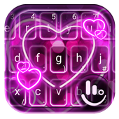 Sparkling Neon Purple Hearts Light Keyboard Theme icon
