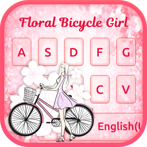 Floral Bicycle Girl Keyboard icon