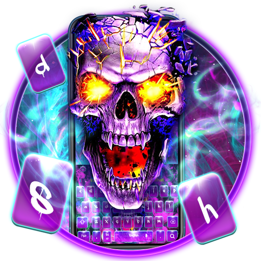Burning Purple Skull Keyboard Theme icon