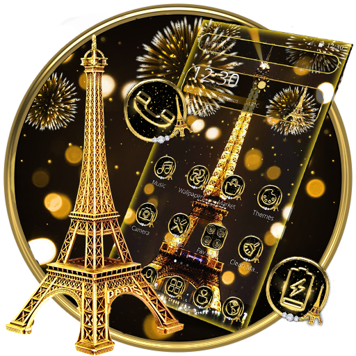 Golden Shine Paris Night Theme icon