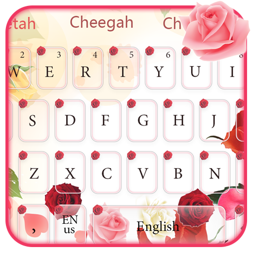 Pink Love Rose Keyboard Theme иконка