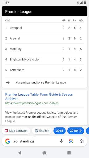 Google Go screenshot 2