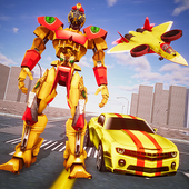 Fliegendes Roboterauto verwandeln Düsenflugzeugsch icon