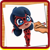How To draw ladybug miraculous &amp; Chat Noir icon