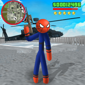 Spider Stickman Rope Hero Crime Shoot icon