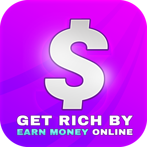 Get rich by earn  money online icon