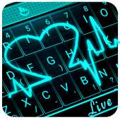 Live 3D Neon Blue Love Heart Keyboard Theme