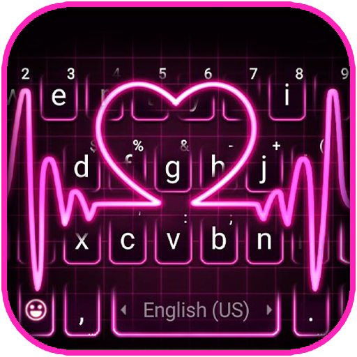 Pink Neon Heart Keyboard Theme icon