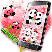 Cute Pink Love Panda Keyboard Theme icon