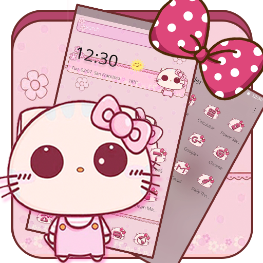 Pink Cute Kitty Bowknot Theme icon