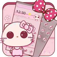 Pink Cute Kitty Bowknot Theme on 9Apps
