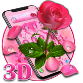 3D Animated Pink Rose Launcher Theme आइकन