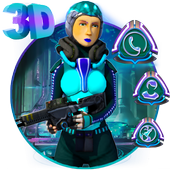 3D Warrior Girl Launcher Theme. icon
