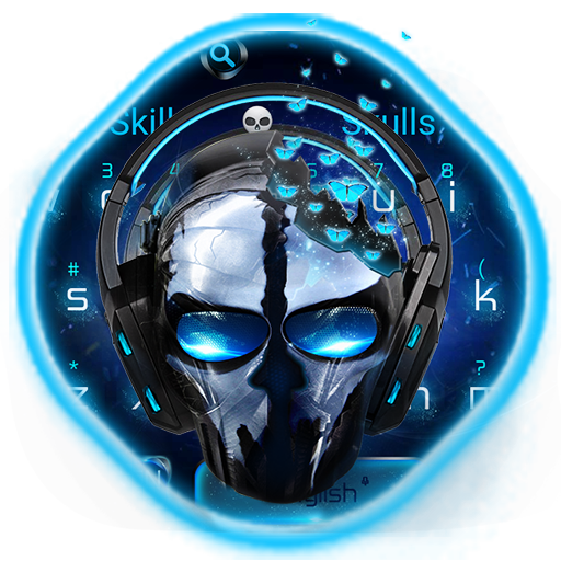 Blue Tech Metallic Skull icon