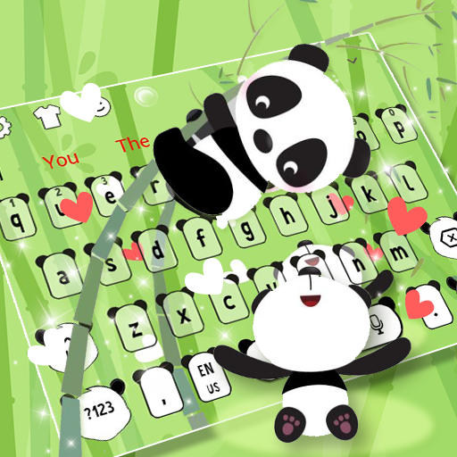 Green Cute Cartoon Couple Panda Keyboard Theme icon