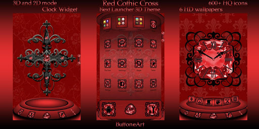 Red Gothic Cross 3D Next Launcher theme screenshot 1