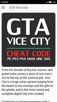 Cheat Code for GRAND THEFT AUTO VICE CITY GTA Game screenshot 1