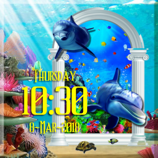 Aquarium digital clock live wallpaper icon