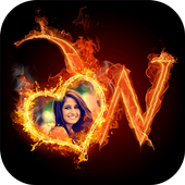 Fire Text Photo Frame icon