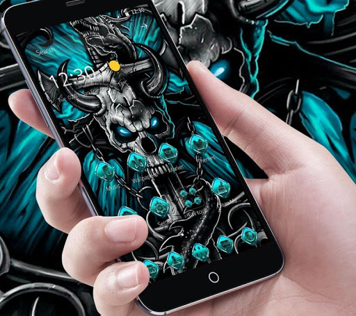 Blue Flaming Stone Skull Theme Tech Icon Pack screenshot 6