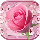 Pink Rose Water Drop Keyboard