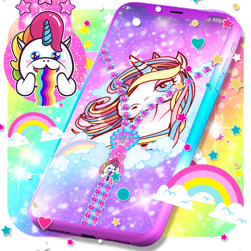 Unicorn zipper lock screen icon