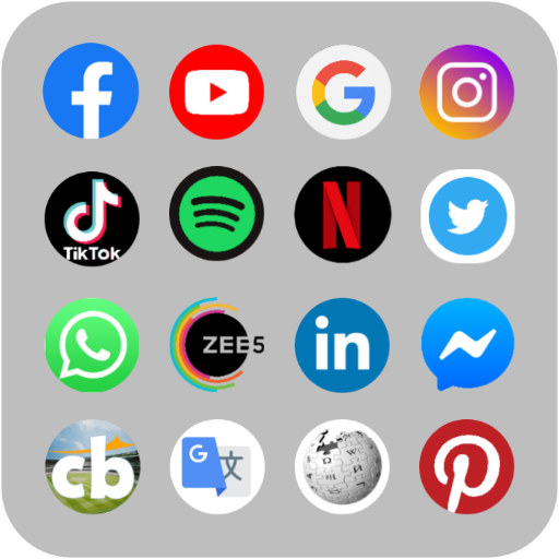 All Social Media, Network &amp; Music Site in one App icon