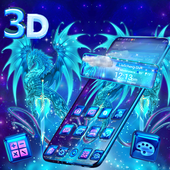 3D Blue Dragon Glass Tech Тема иконка
