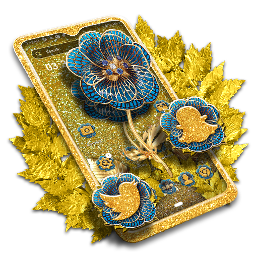 Golden Blue Rose Theme Launcher icon