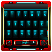 red robot keyboard blue neon icon