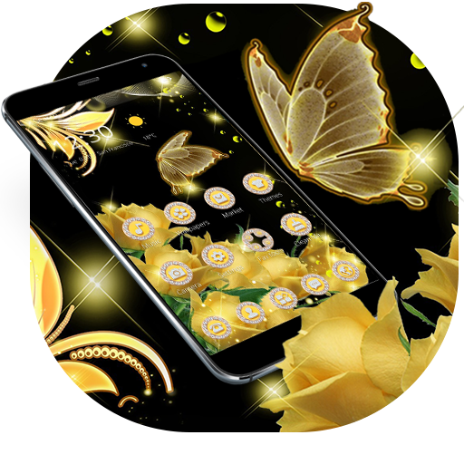 Golden Butterfly Flowers Theme icon