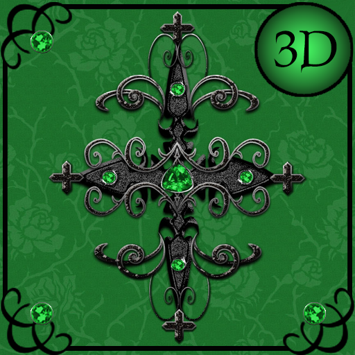 Green Gothic Cross 3D Next Launcher theme icon
