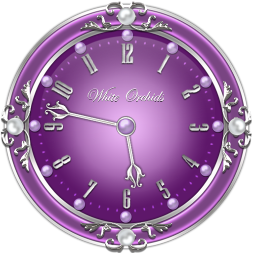 White Orchids Clock Widget icon
