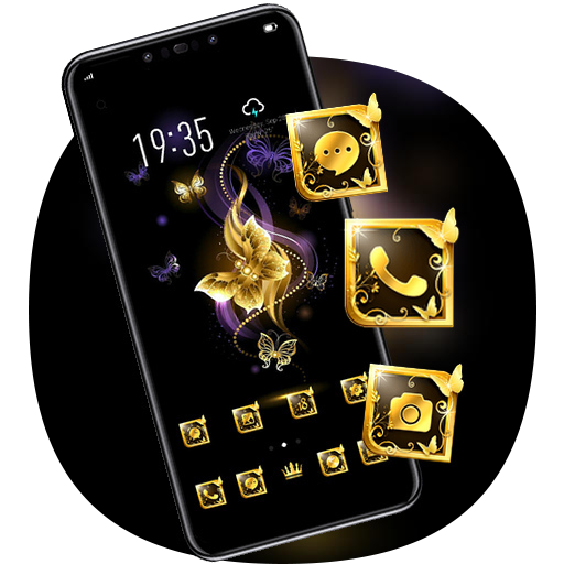 Golden luxury butterfly shining theme for redmi icon