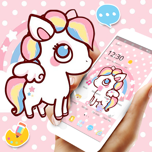 Pink Cartoon Unicorn Rainbow Theme icon