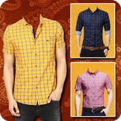 Man Check Shirt Photo Suit icon