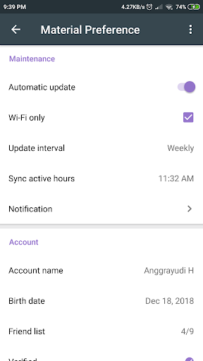 Material Preference screenshot 1
