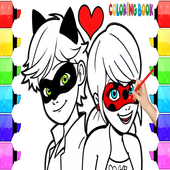 enjoy coloring book lady bug and catnoir icon