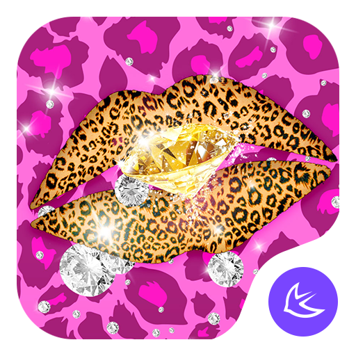Golden Pink Sexy Leopard lip Theme &amp; Wallpapers icon