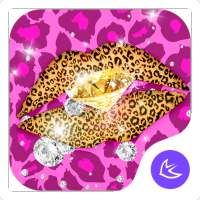 Golden Pink Sexy Leopard lip Theme & Wallpapers