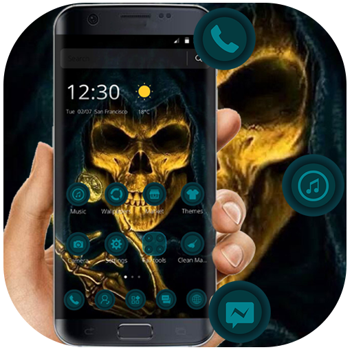 Blue Gold Business Skull Theme icon