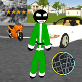 Green Santa Stickman Christmas Rope Hero Crime Sim icon