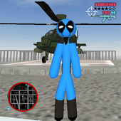 Blue DedPool Stickman Rope Hero Gangstar Crime icon