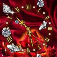 Red Roses Diamonds Clock on 9Apps