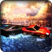 Water surfing floating car-hover car surfing games