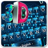 3D Blue High Tech Keyboard Theme أيقونة
