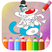Coloring book for Moggy and cockroach icon