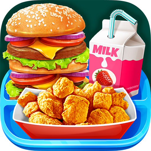 ikon School Lunch Food - Burger, Popcorn Chicken &amp; Milk